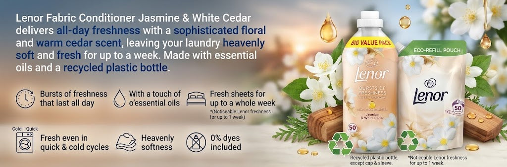 Lenor Fabric Conditioner 50 Washes 1.65 Liters - Jasmine & White Cedar