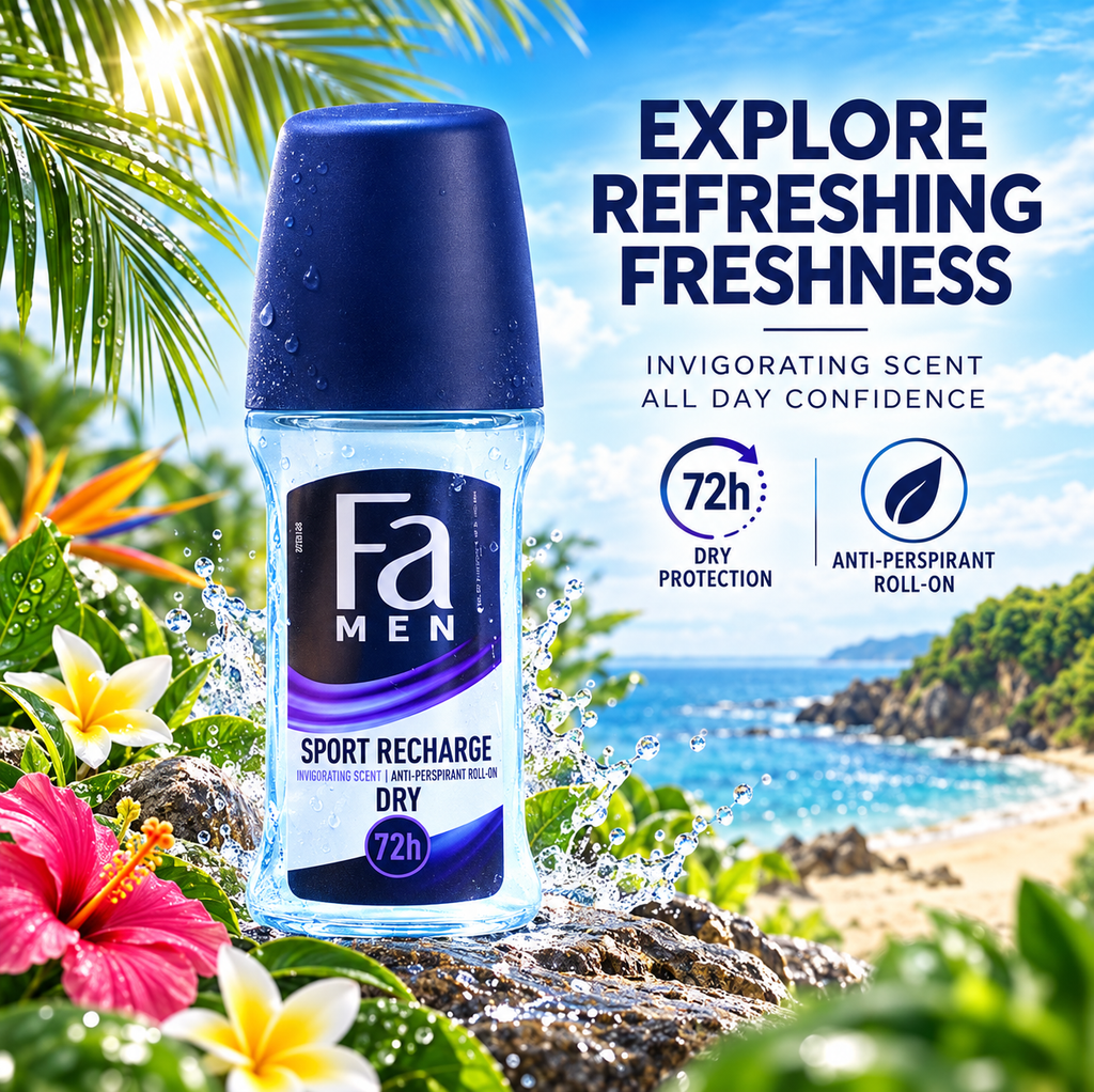 Fa Sport Recharging 50ml x 4pcs  – Daily Deodorant Roll-On