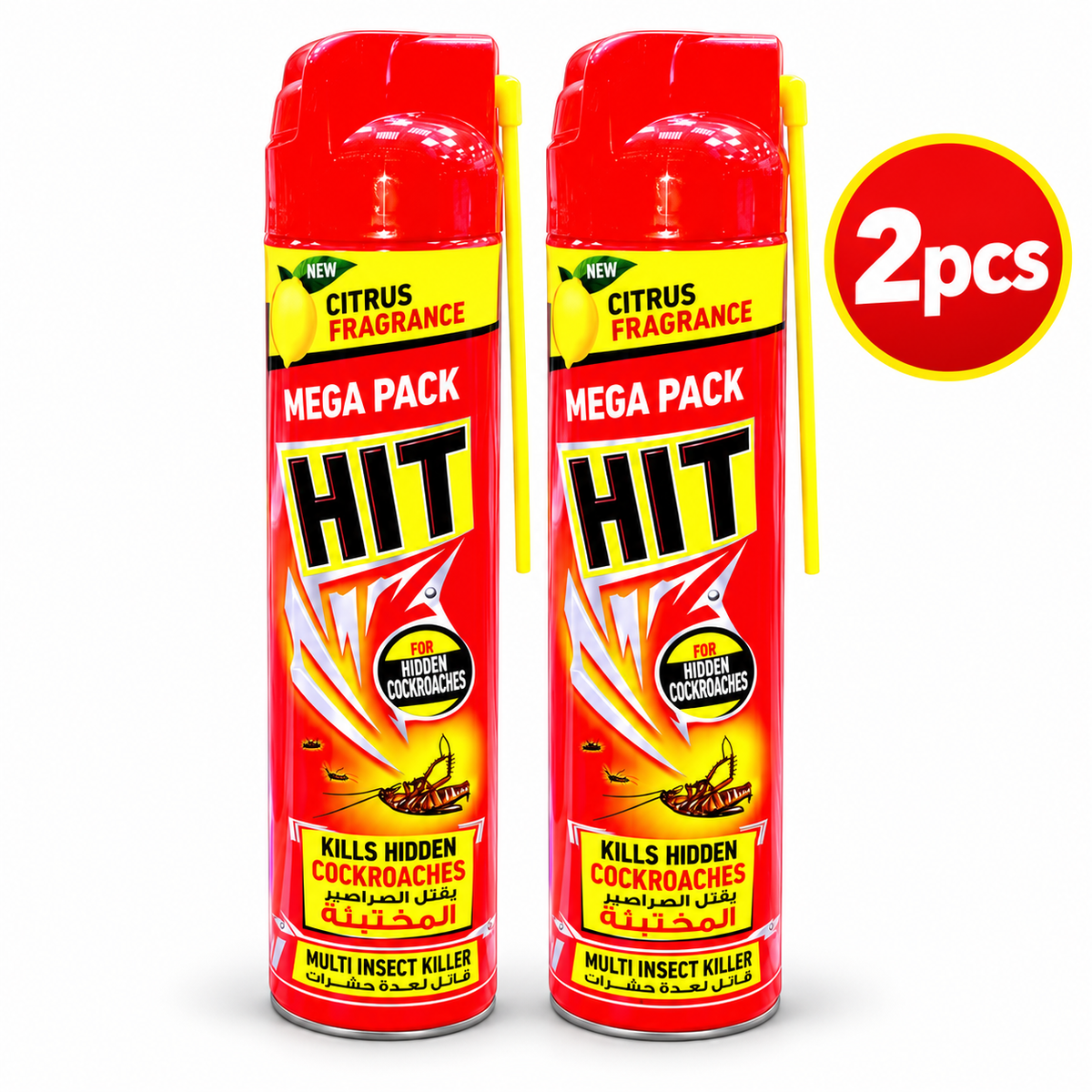HIT Red Hidden Cockroach Killer Spray – 600ml x 2pcs