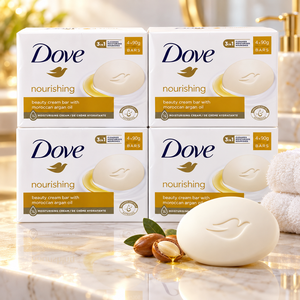 Dove Nourishing Cream & Argan Oil Beauty Bar 90g x 4Pcs