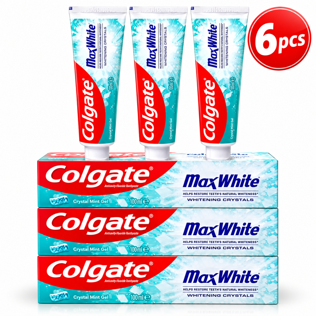 Colgate Max White Toothpaste 100ml x 6pcs – Crystal Mint Whitening Care