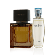 Ajmal Serene Set Premium Unisex Perfume Duo Earthy Patchouli Raindrops