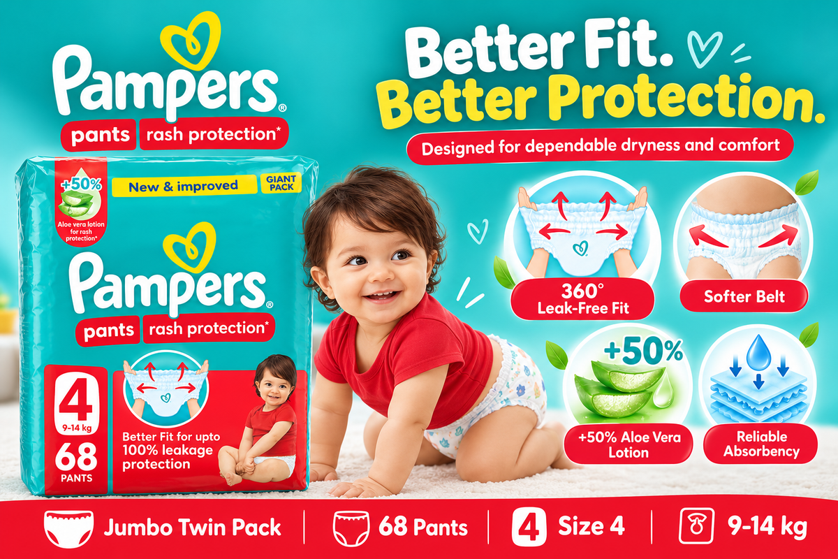 Pampers Pants Rash Protect Size 4 – Jumbo Pack  68 Pants