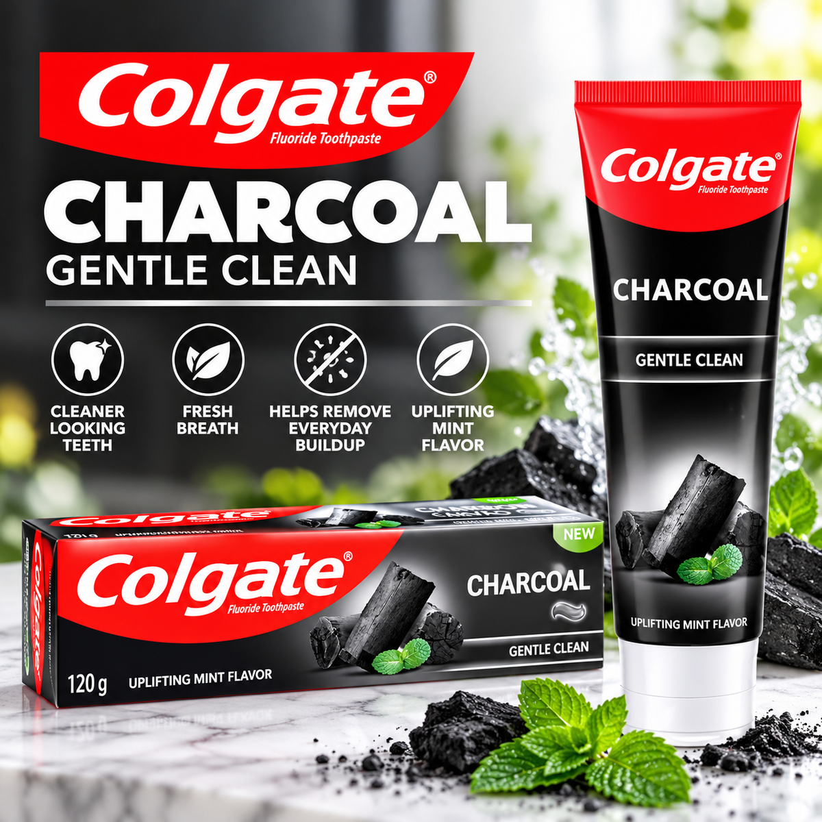 Colgate Gentle Clean Charcoal 120g – Deep Clean & Fresh Breath 6pcs