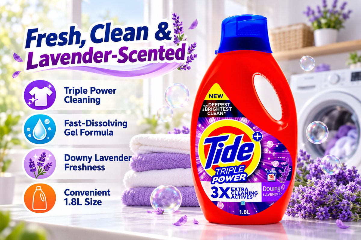 Tide Triple Power Gel Downy Lavender – 1.8L