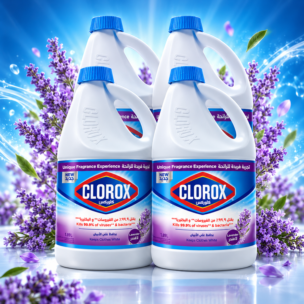 Clorox Lavender Bleach 1.89L – Powerful Cleaning with Fresh Lavender Scent 4Pcs