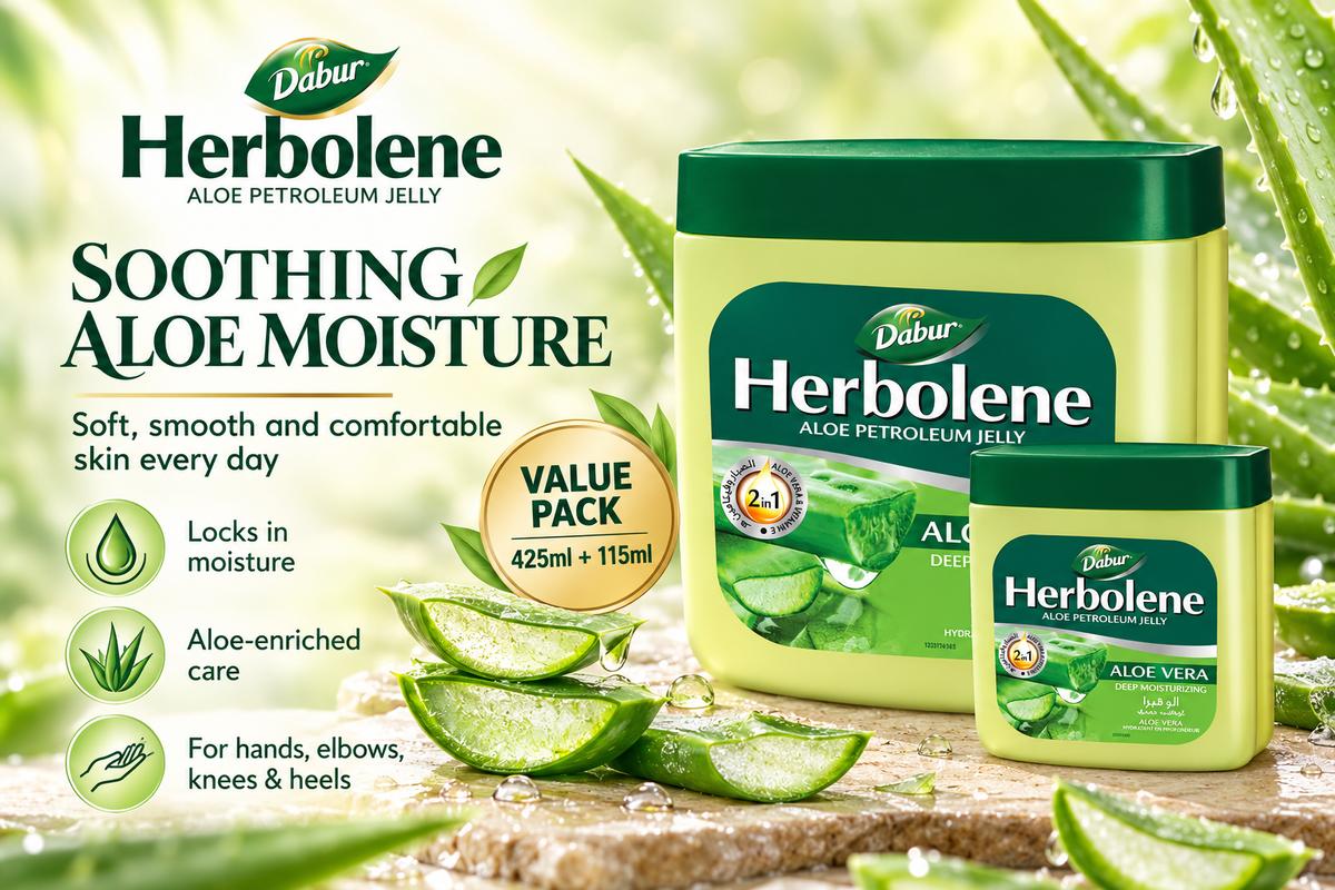 Dabur Herbolene Aloe Petroleum Jelly Value Pack – 425ml 4pcs + 115ml 4pcs