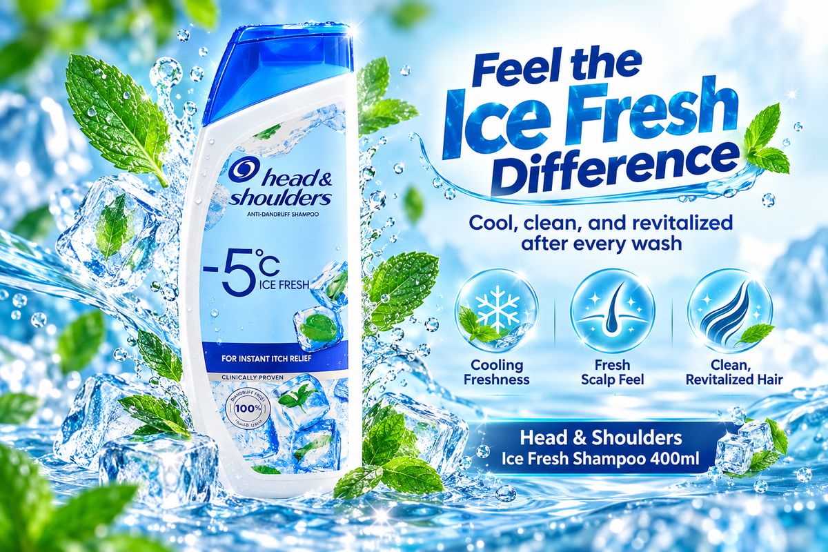 Head & Shoulders Ice Fresh 400ml – Fresh Scalp & Dandruff Protection 4pcs