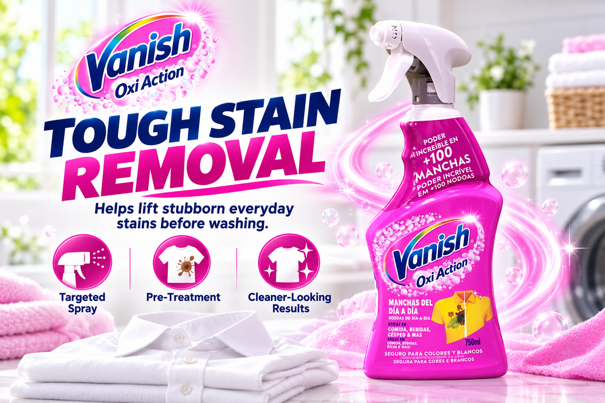 Vanish Pink Stain Remover Spray 750ml x 2pcs  – Powerful Pre-Treat Cleaning