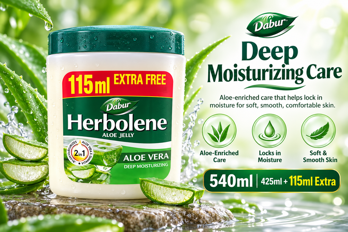 Dabur Herbolene Aloe Jelly 115ml x 4pcs  Free – Soft & Nourished Skin
