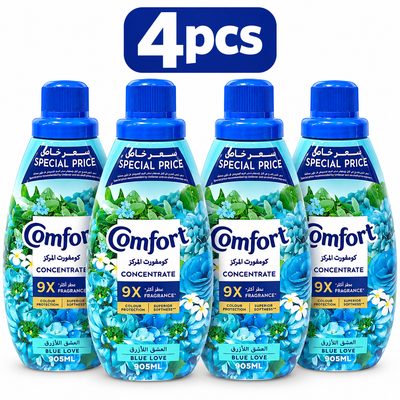 Comfort Concentrated Blue Love Fabric Softener 905ml – Long-Lasting Freshness 4pcs