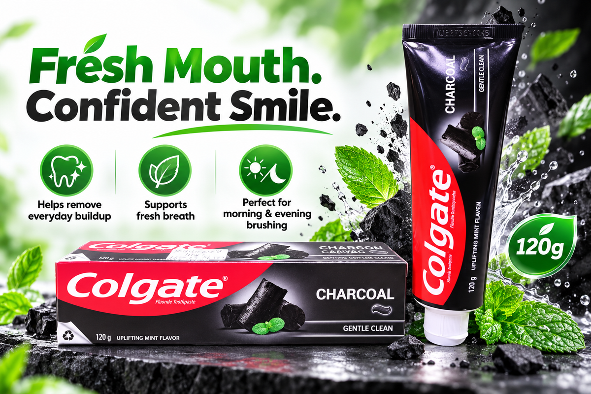 Colgate Gentle Clean Charcoal 120g – Deep Clean & Fresh Breath 6pcs