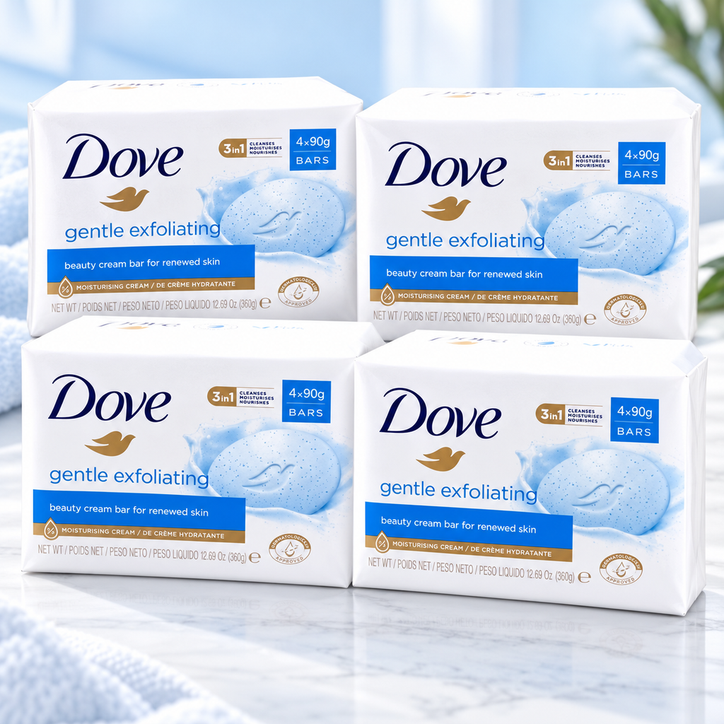 Dove Gentle Exfoliate Soap 90g – Mild Cleansing with Exfoliating Care 4Pcs