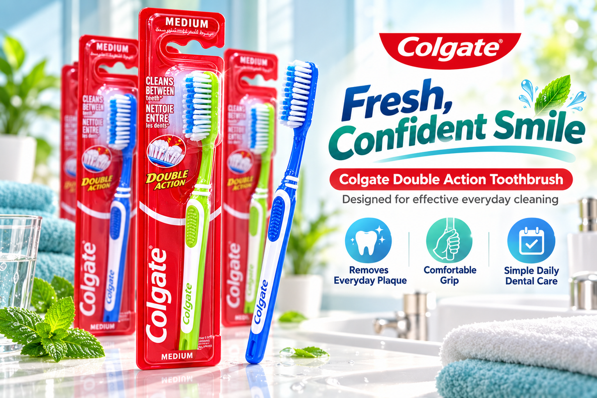 Colgate Double Action Toothbrush – Effective Everyday Cleaning 2pack x 24pcs