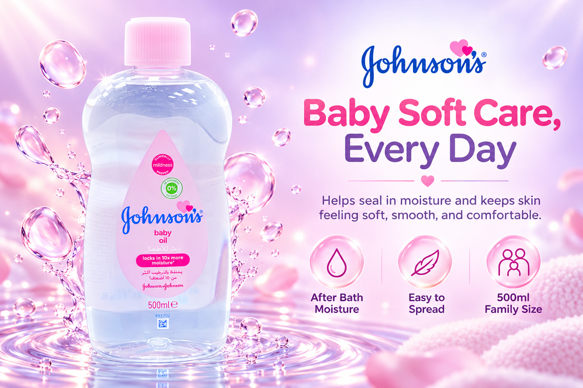 Johnson’s Baby Oil 500ml x 3pcs – Baby Massage & Moisturizing Oil