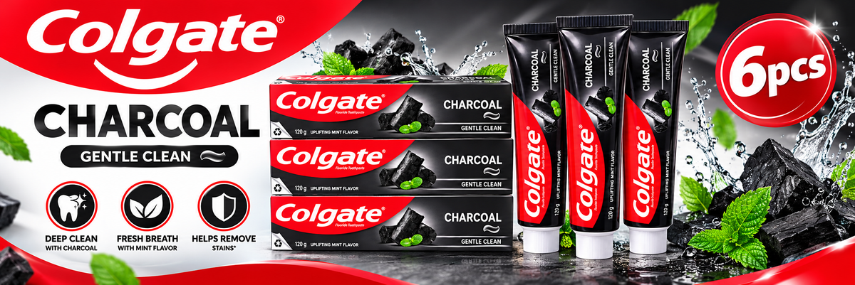 Colgate Gentle Clean Charcoal 120g – Deep Clean & Fresh Breath 6pcs