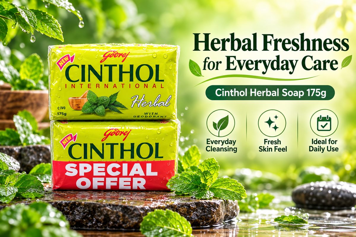 Cinthol Herbal Bath Soap 175g  x 12pcs – Clean, Fresh & Refreshing Skin