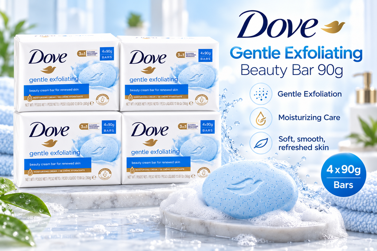 Dove Gentle Exfoliate Soap 90g – Mild Cleansing with Exfoliating Care 4Pcs
