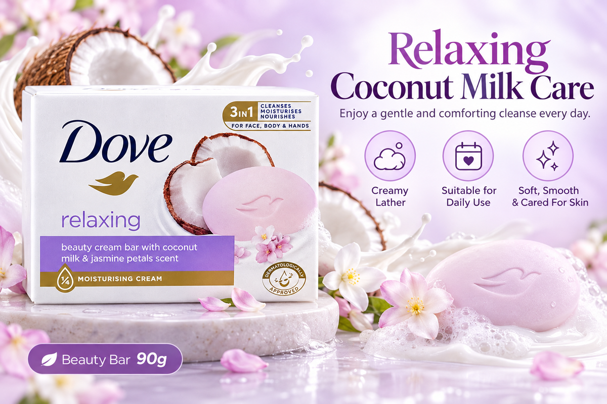 Dove Relaxing Coconut Milk Beauty Bar Soap 90g 4pcs