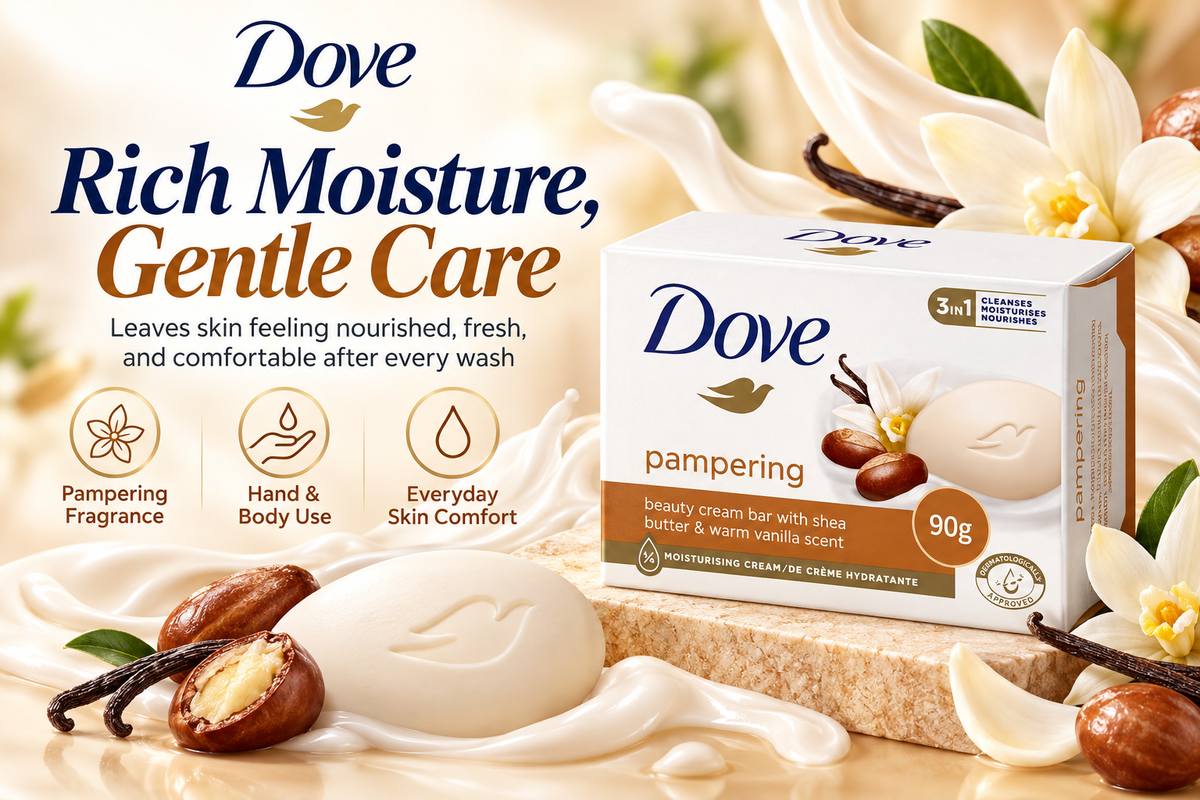 Dove Pampering Beauty Bar 90g – Gentle Cleansing & Nourishing Care 4Pcs