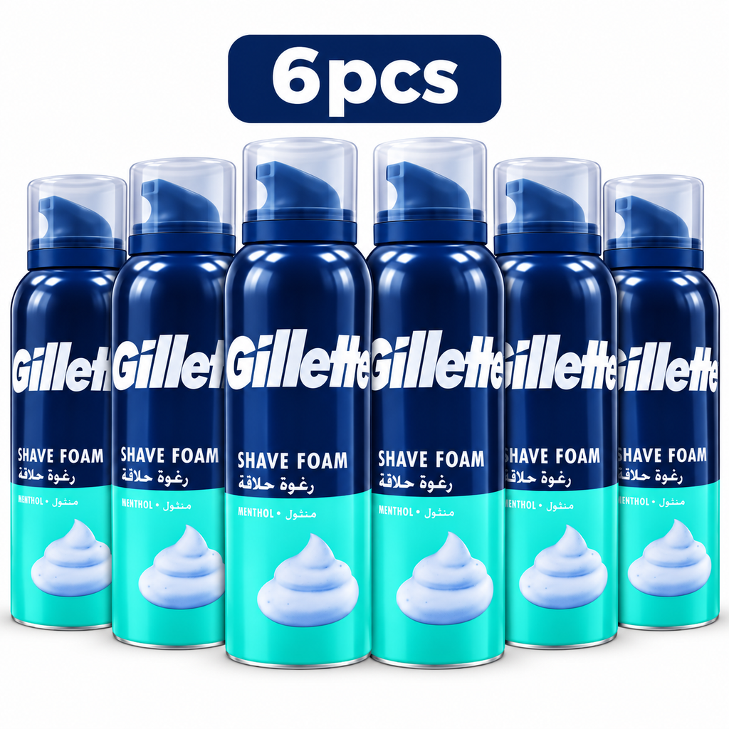 Gillette Shaving Foam Menthol 200ml – Cooling Comfort & Easy Glide x 6pcs