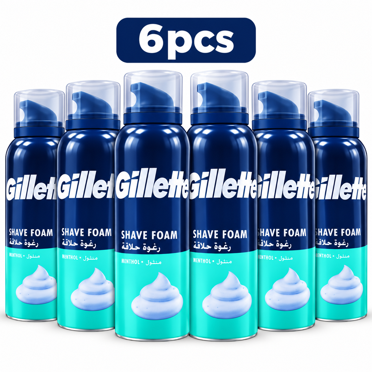 Gillette Shaving Foam Menthol 200ml – Cooling Comfort & Easy Glide x 6pcs