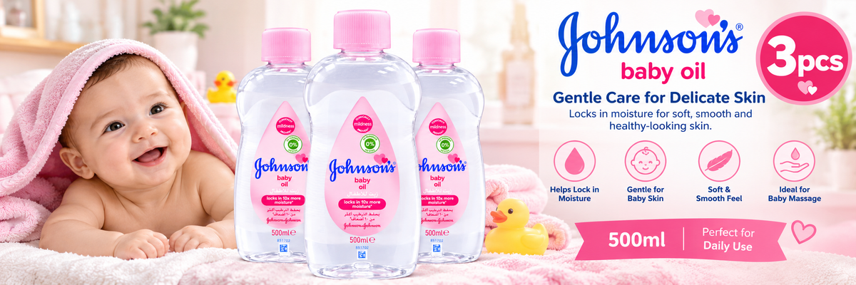 Johnson’s Baby Oil 500ml x 3pcs – Baby Massage & Moisturizing Oil