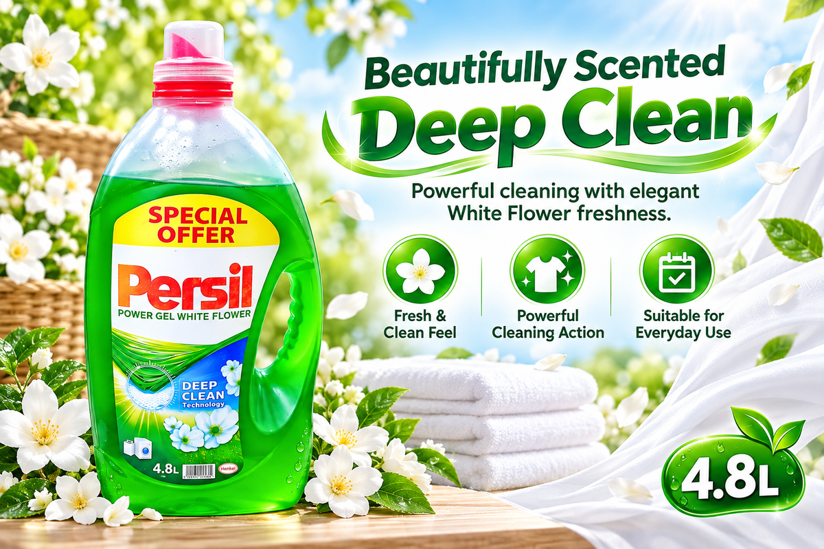 Persil Power Gel White Flower 4.8L – Deep Cleaning & Floral Freshness
