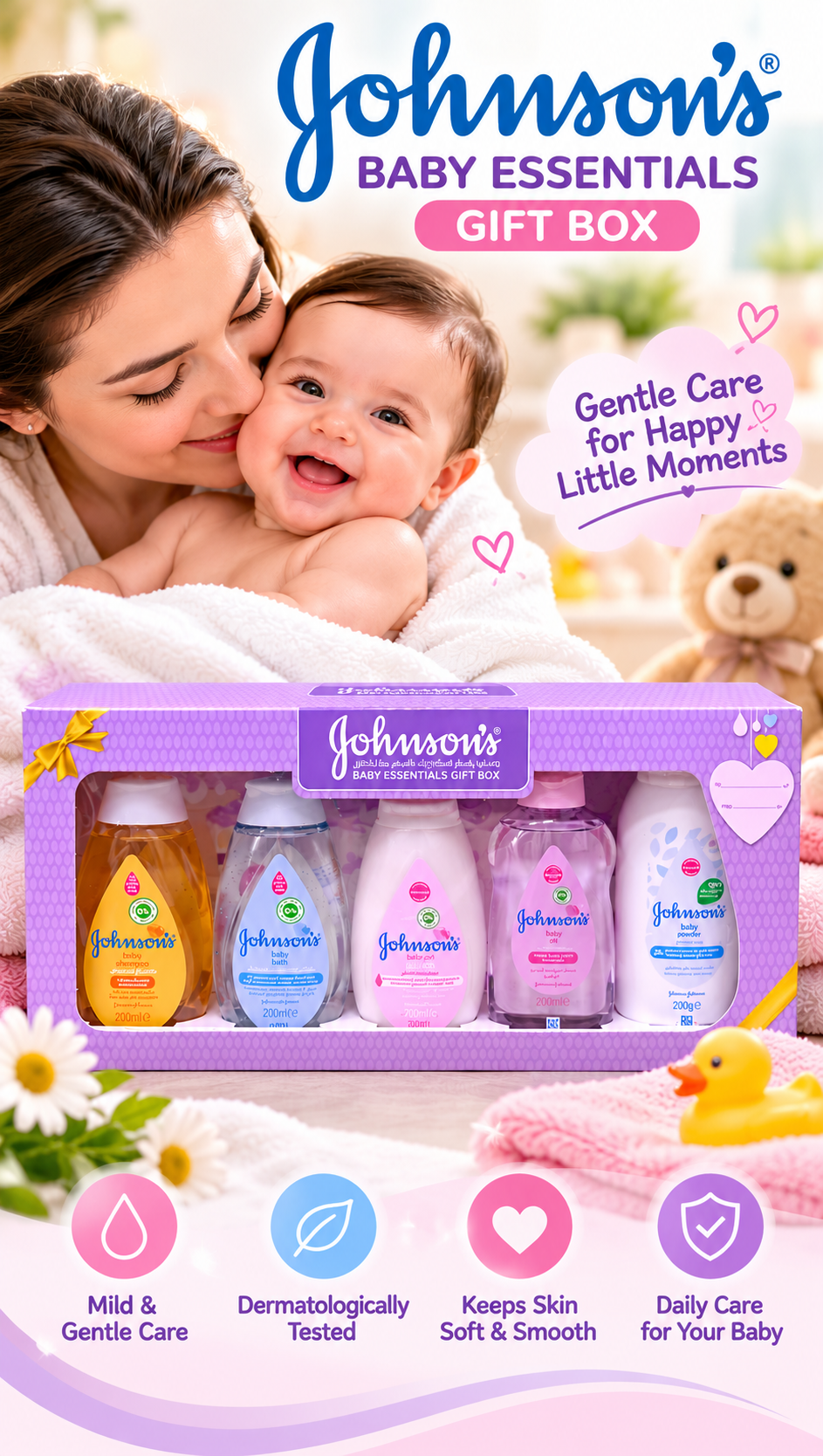 Johnson’s Baby Gift Box Mix – Gentle Baby Care Essentials Set