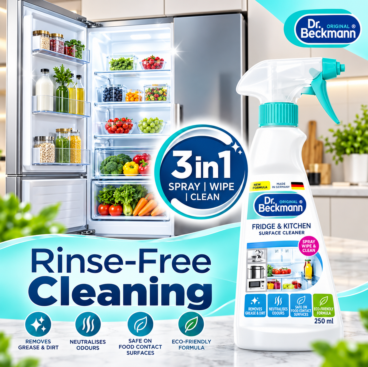 Dr. Beckmann Fridge & Microwave Cleaner 250ml x 3pcs – Fresh & Hygienic Cleaning