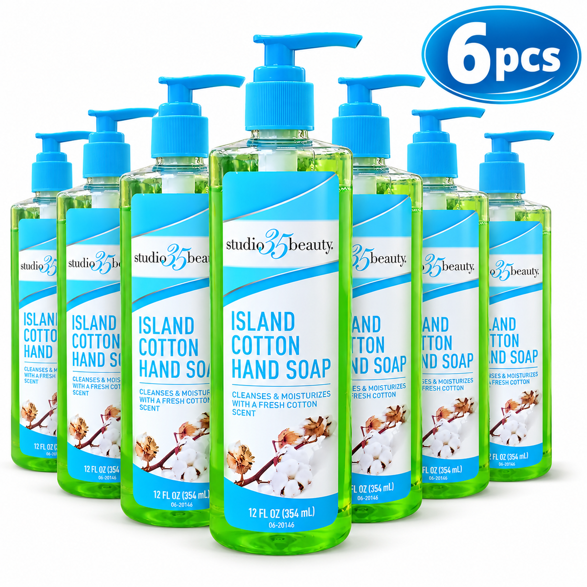 Studio 35 Island Cotton Hand Soap 6 Pack – 6 × 12oz