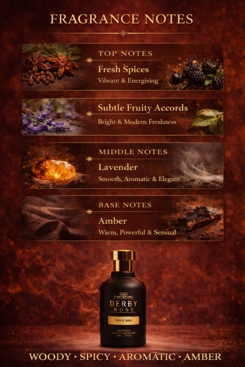 Derby Boss Perfume for Men | Bold Woody Spicy Amber Eau de Parfum