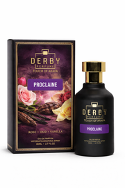 Derby Proclaine perfume bottle and packaging on a white background