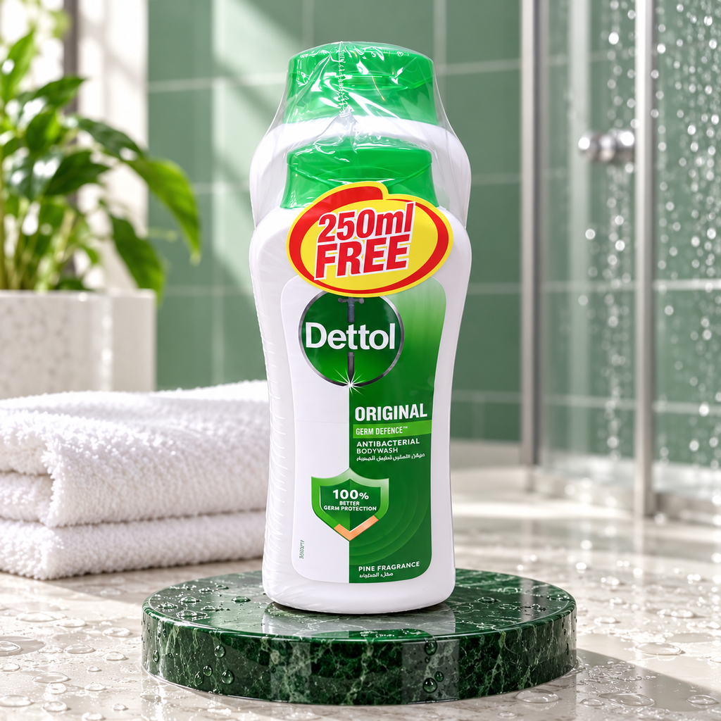 Dettol Original Antibacterial Body Wash – 500ml + 250ml Free Pack (1x3 pcs)