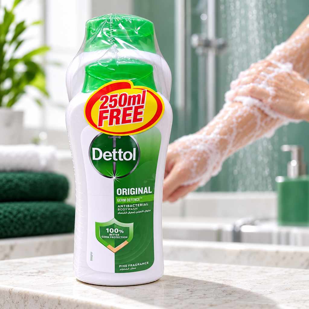 Dettol Original Antibacterial Body Wash – 500ml + 250ml Free Pack (1x3 pcs)