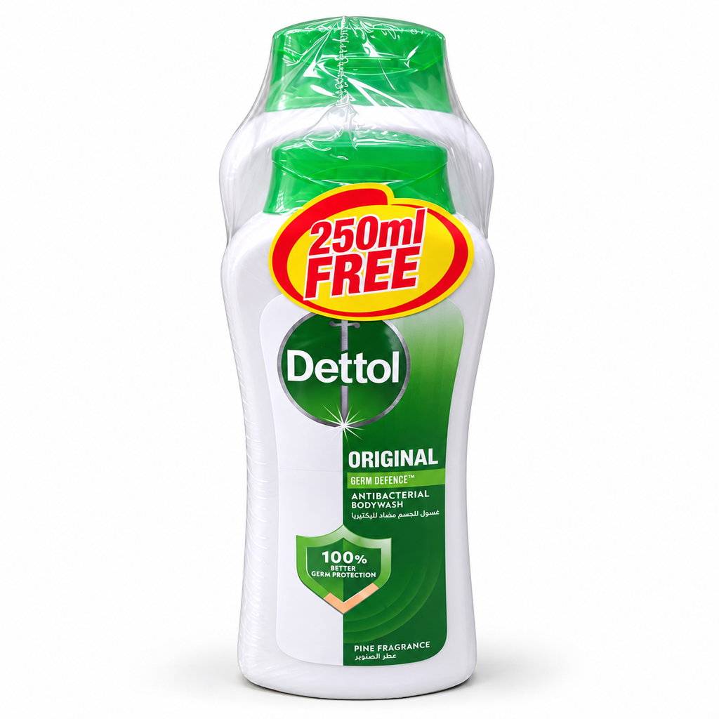 Dettol Original Antibacterial Body Wash – 500ml + 250ml Free Pack (1x3 pcs)