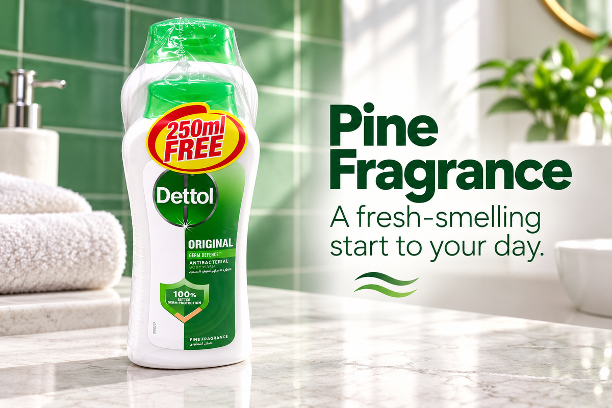 Dettol Original Antibacterial Body Wash – 500ml + 250ml Free Pack (1x3 pcs)