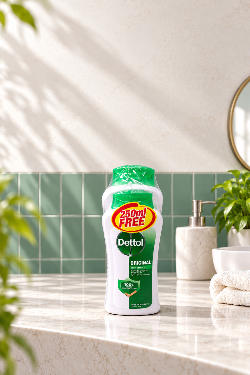 Dettol Original Antibacterial Body Wash – 500ml + 250ml Free Pack (1x3 pcs)