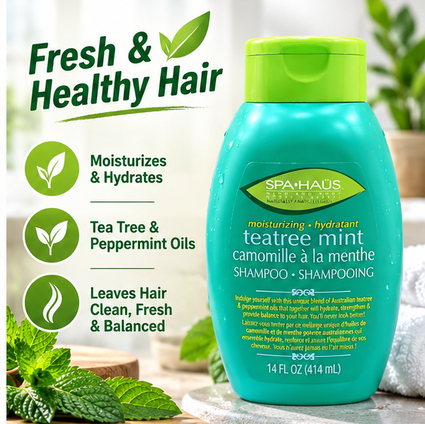 Spa Haus Moisturizing Shampoo 414ml x 6pcs – Tea Tree Mint Freshness