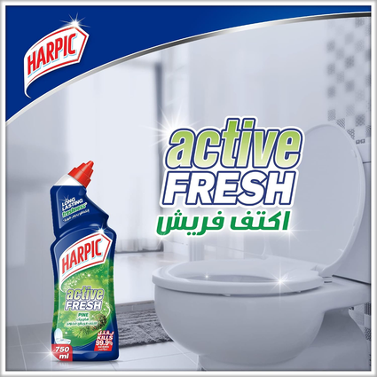 Harpic Fresh Pine Toilet Cleaner 750ml – Powerful Deep Cleaning x 3pcs