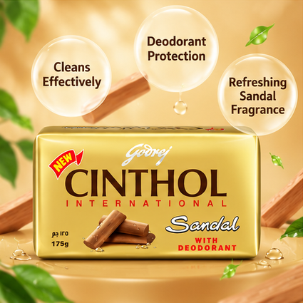 Cinthol Sandal Soap 175g  x 12 pcs – Fresh Cleansing with Sandal Fragrance