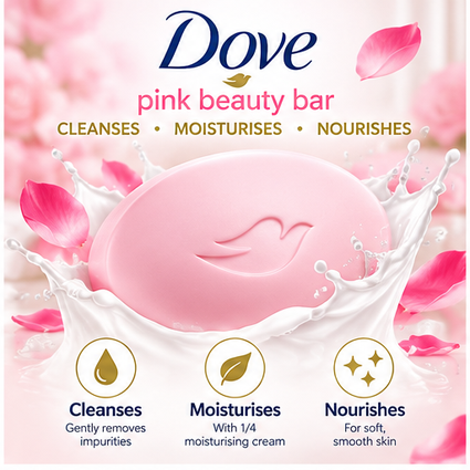 Dove Pink Beauty Bar 135g x 8pcs – Gentle Cleansing & Soft Skin Care