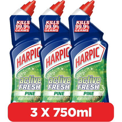 Harpic Fresh Pine Toilet Cleaner 750ml – Powerful Deep Cleaning x 3pcs