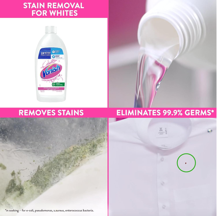 Vanish White Liquid Stain Remover 495ml x 4pcs  – Powerful Laundry Care