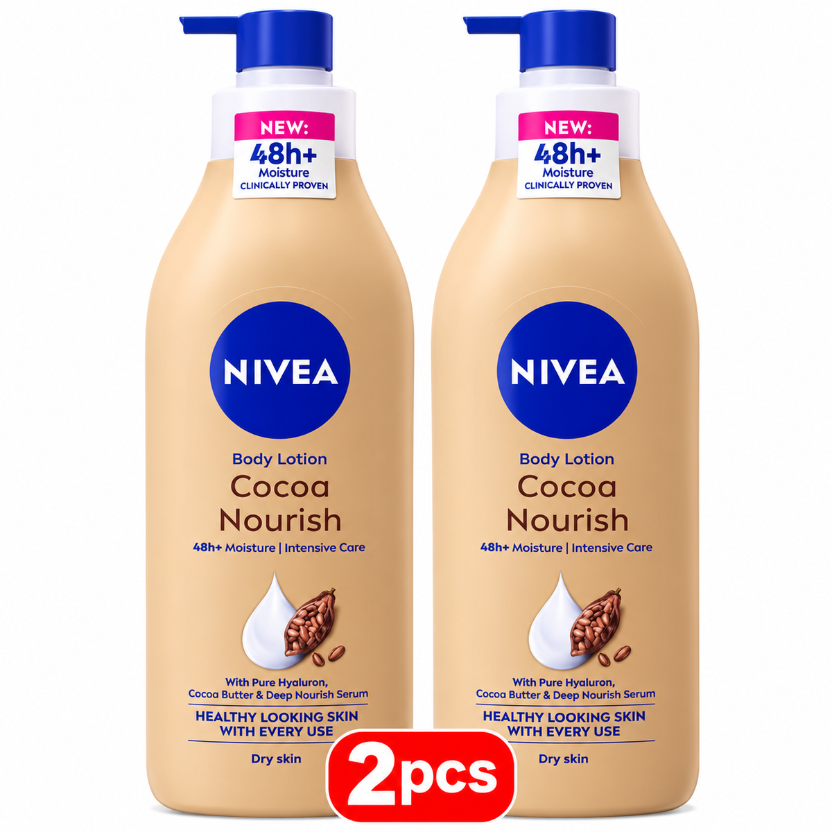 Nivea Cocoa Butter Body Lotion 400ml 2pcs  – 48H Deep Moisture Care