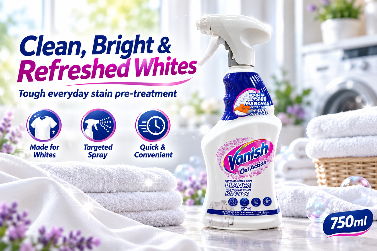 Vanish White Stain Remover Spray 750ml – Powerful Pre-Treat Cleaning 2pcs