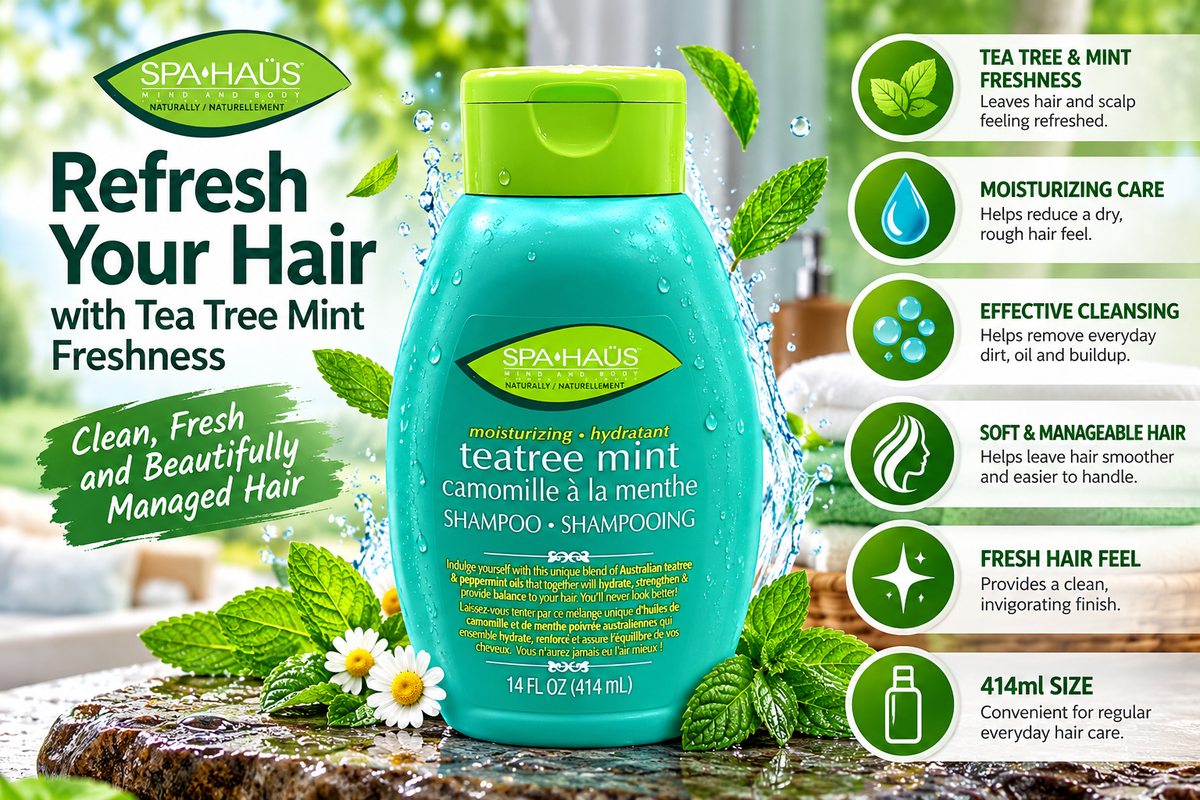 Spa Haus Moisturizing Shampoo 414ml x 6pcs – Tea Tree Mint Freshness