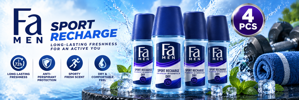 Fa Sport Recharging 50ml x 4pcs  – Daily Deodorant Roll-On
