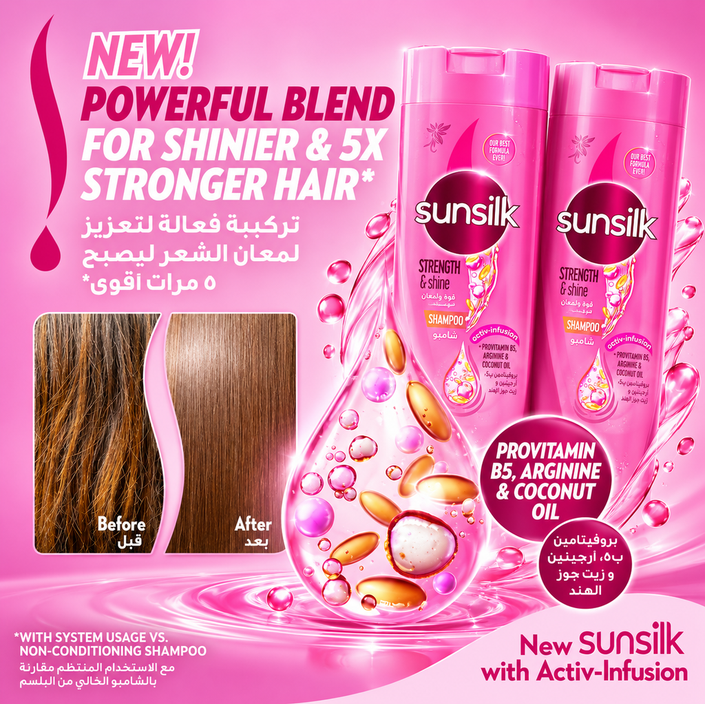 Sunsilk Strength & Shine Shampoo 350ml 2pcs – Stronger, Shinier-Looking Hair