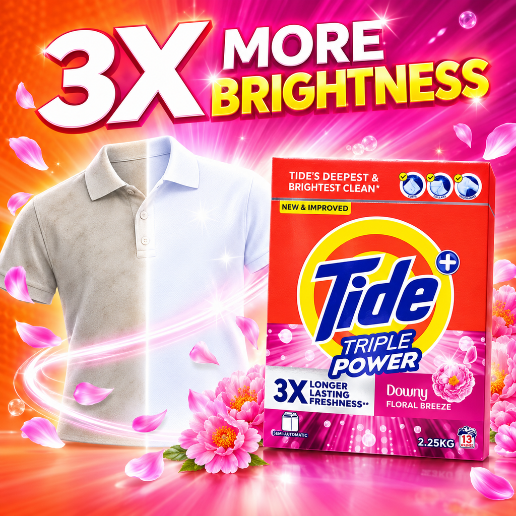 Tide Triple Power Blue 2.25kg – Deep Clean with Floral Breeze Freshness 2pcs